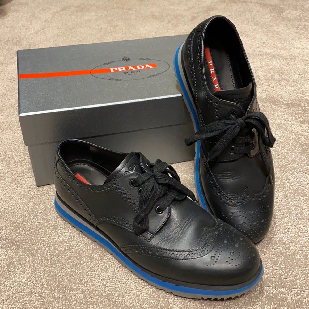 Men’s Prada Black Wingtip Platform Size 9 EU